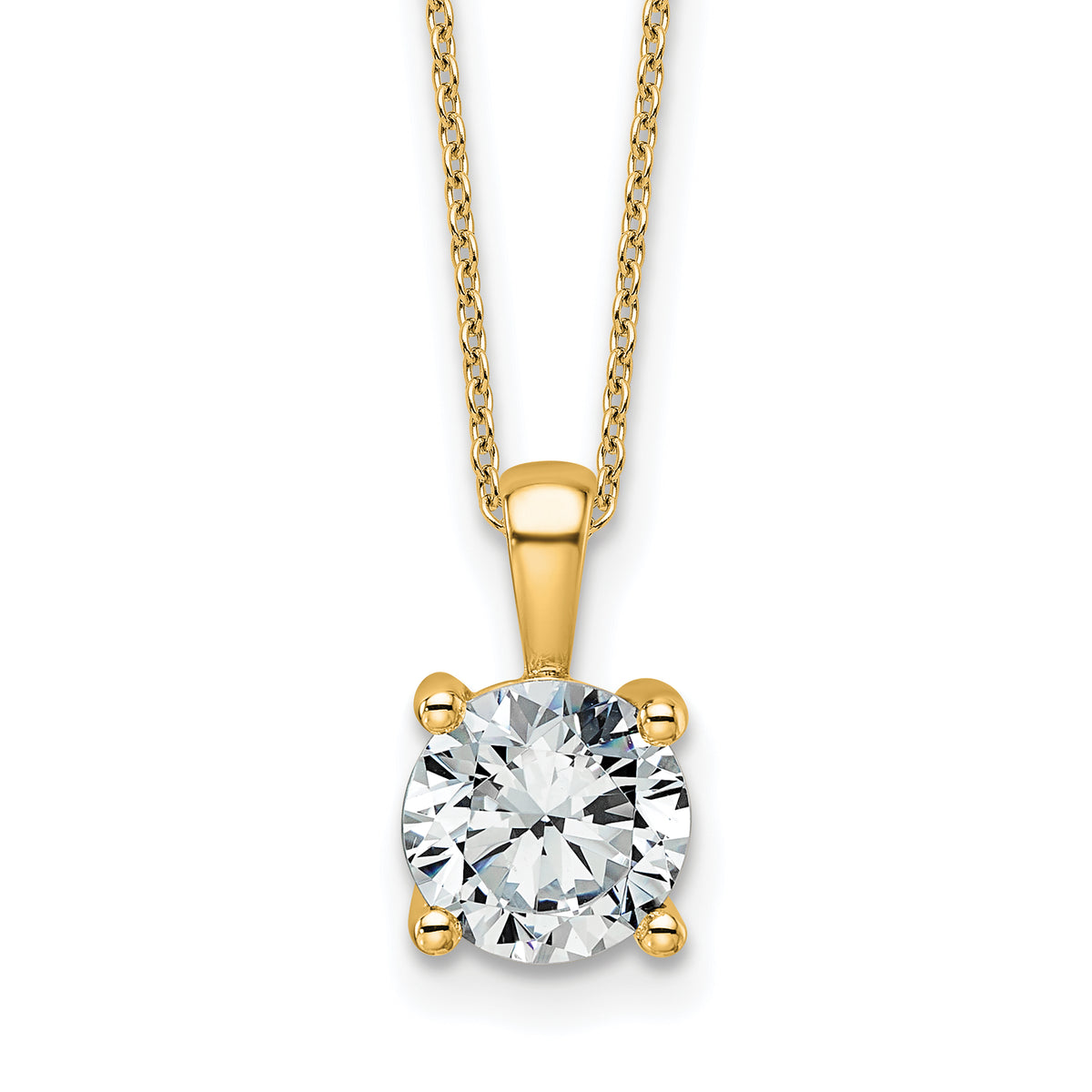 14k 2 carat Certified Lab Grown Diamond VS+ F+ Round Complete 18 inch Four Prong Pendant Necklace