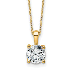14k 2 carat Certified Lab Grown Diamond VS+ F+ Round Complete 18 inch Four Prong Pendant Necklace