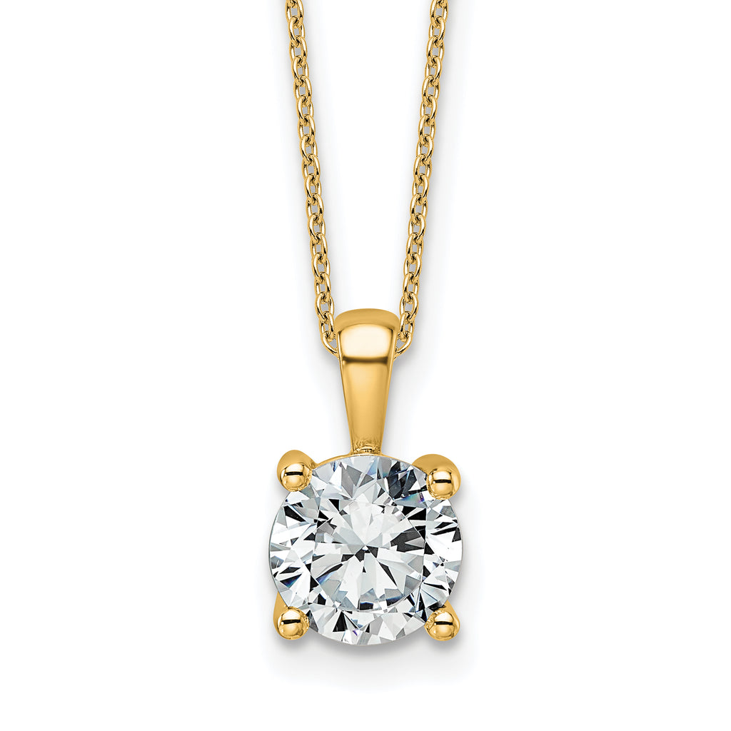 14k 2 carat Lab Grown Diamond VS+ F+ Round Complete 18 inch Four Prong Pendant Necklace