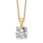 14k 2 carat Lab Grown Diamond VS+ F+ Round Complete 18 inch Four Prong Pendant Necklace