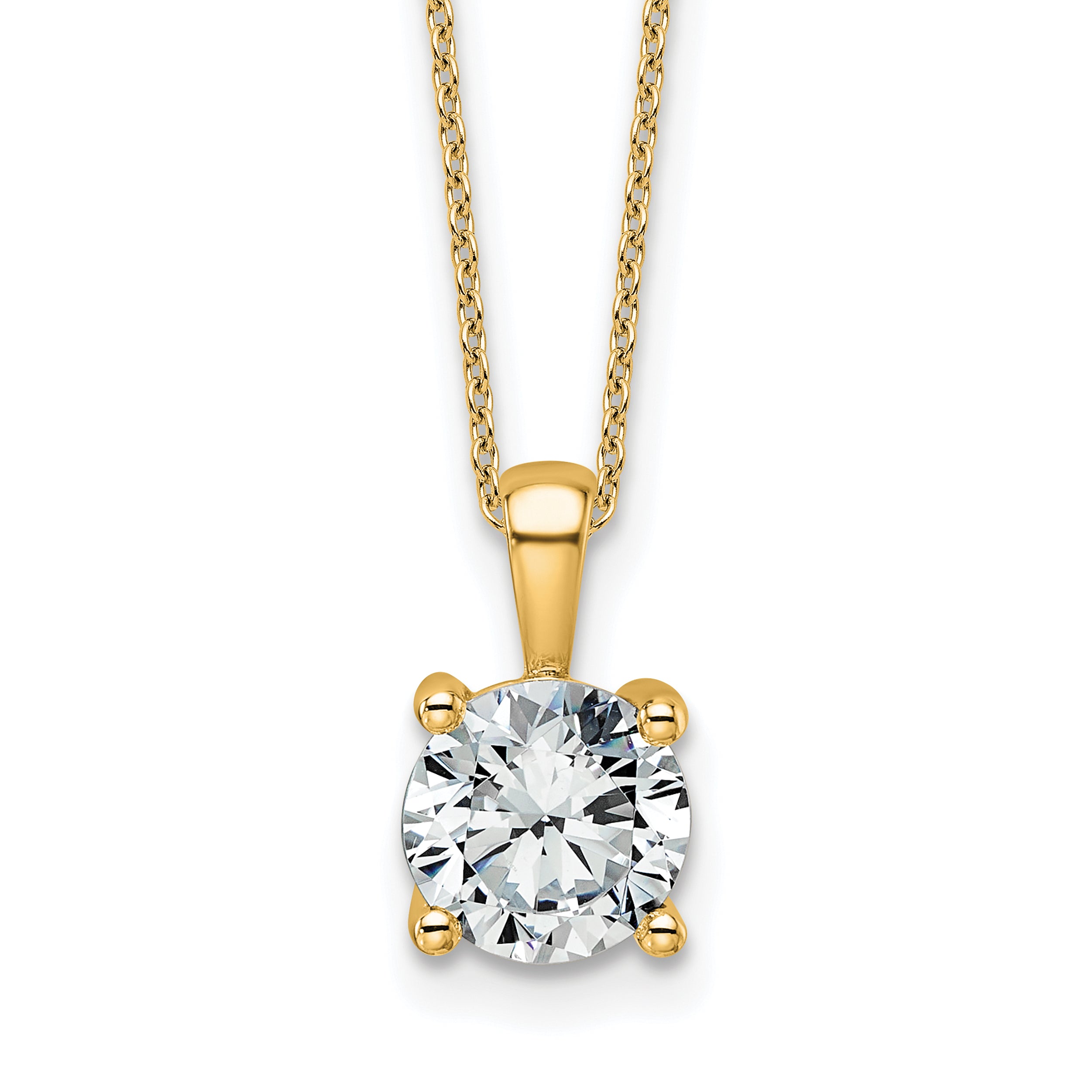 14k 2 carat Lab Grown Diamond VS+ F+ Round Complete 18 inch Four Prong Pendant Necklace