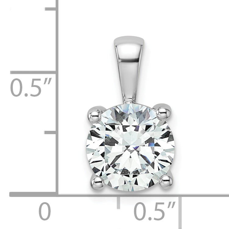 14k White Gold 2 1/2 carat Lab Grown Diamond VS+ F+ Round Complete Four Prong Pendant