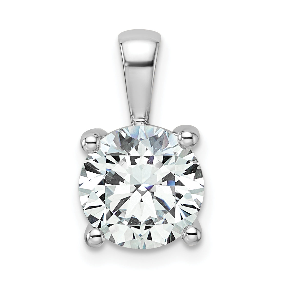 14k White Gold 2 1/2 carat Lab Grown Diamond VS+ F+ Round Complete Four Prong Pendant