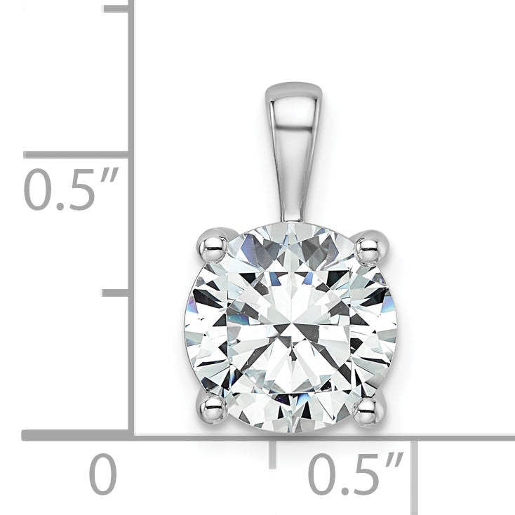 14k White Gold 3 carat Certified Lab Grown Diamond VS/SI+ G+ Round Complete Four Prong Pendant