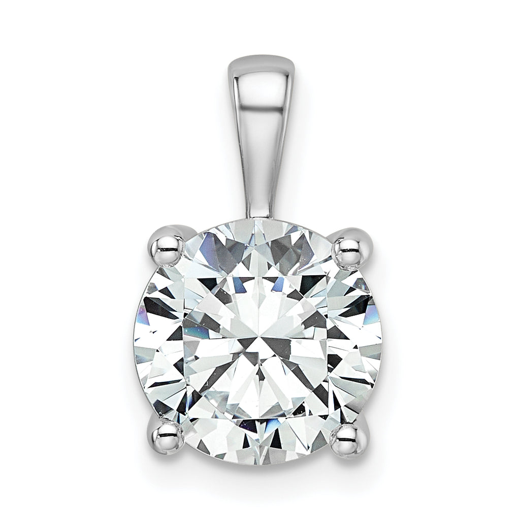 14k White Gold 3 carat Certified Lab Grown Diamond VS/SI+ G+ Round Complete Four Prong Pendant