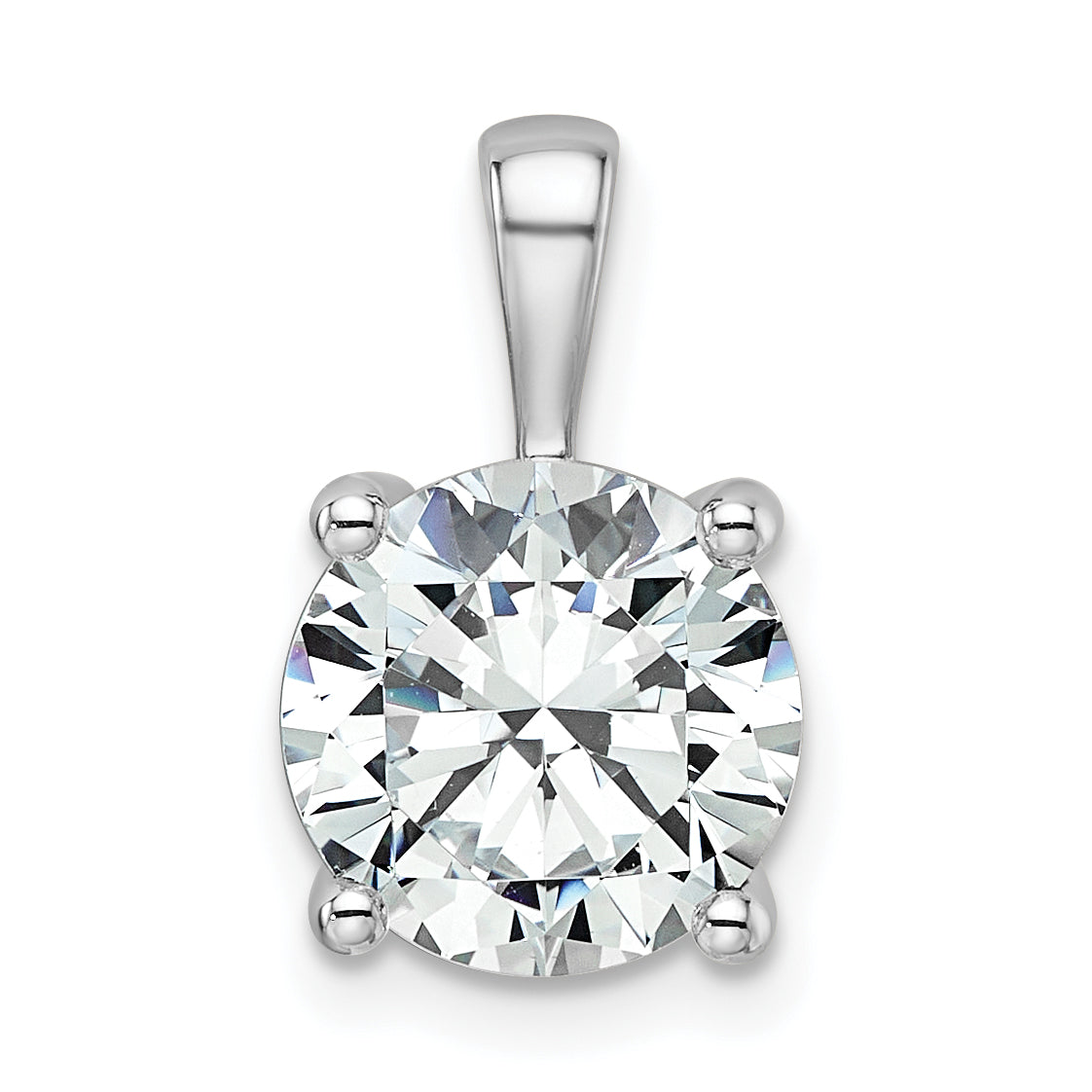 14k White Gold 3 carat Lab Grown Diamond VS+ F+ Round Complete Four Prong Pendant Main image