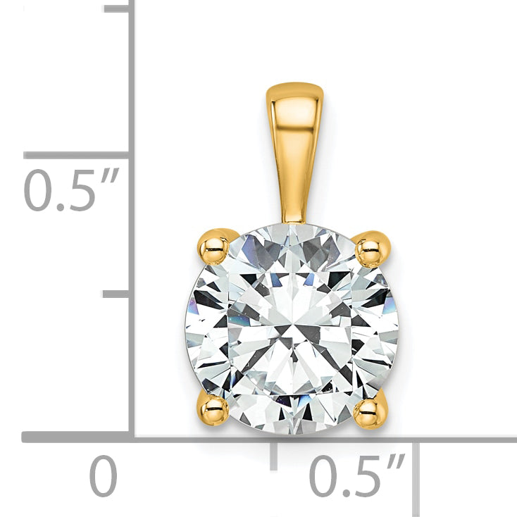 14k 3 carat Certified Lab Grown Diamond VS+ F+ Round Complete Four Prong Pendant
