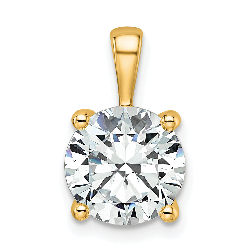 14k 3 carat Certified Lab Grown Diamond VS/SI+ G+ Round Complete Four Prong Pendant