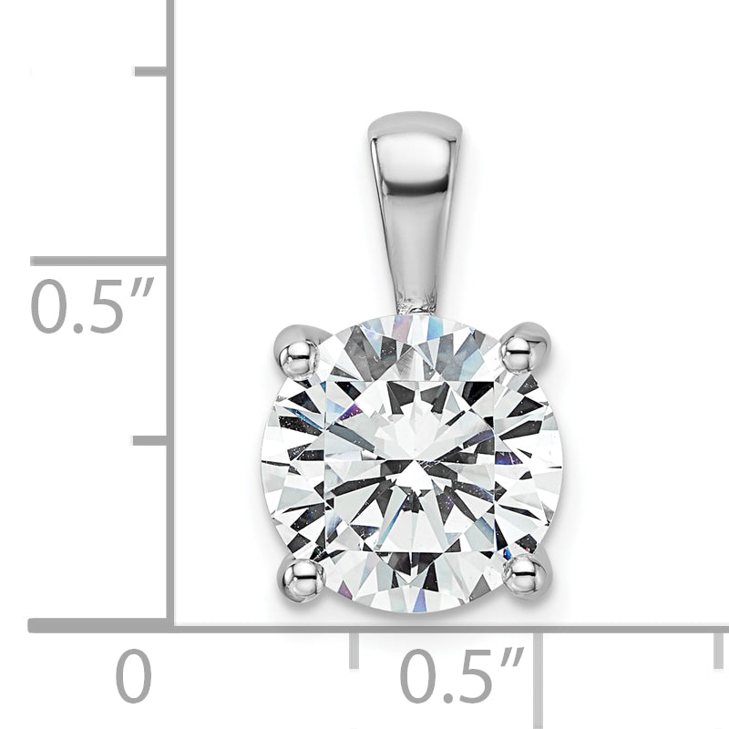 14k White Gold 4 carat Lab Grown Diamond VS+ F+ Round Complete Four Prong Pendant