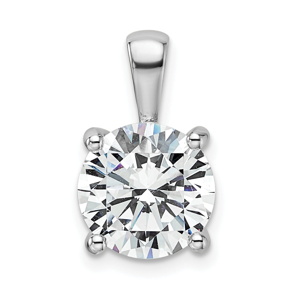 14k White Gold 4 carat Certified Lab Grown Diamond VS/SI+ G+ Round Complete Four Prong Pendant