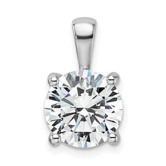 14k White Gold 4 carat Certified Lab Grown Diamond VS+ F+ Round Complete Four Prong Pendant
