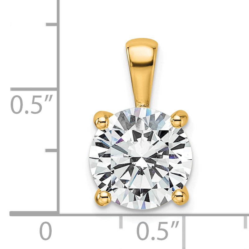 14k 4 carat Lab Grown Diamond VS+ F+ Round Complete Four Prong Pendant