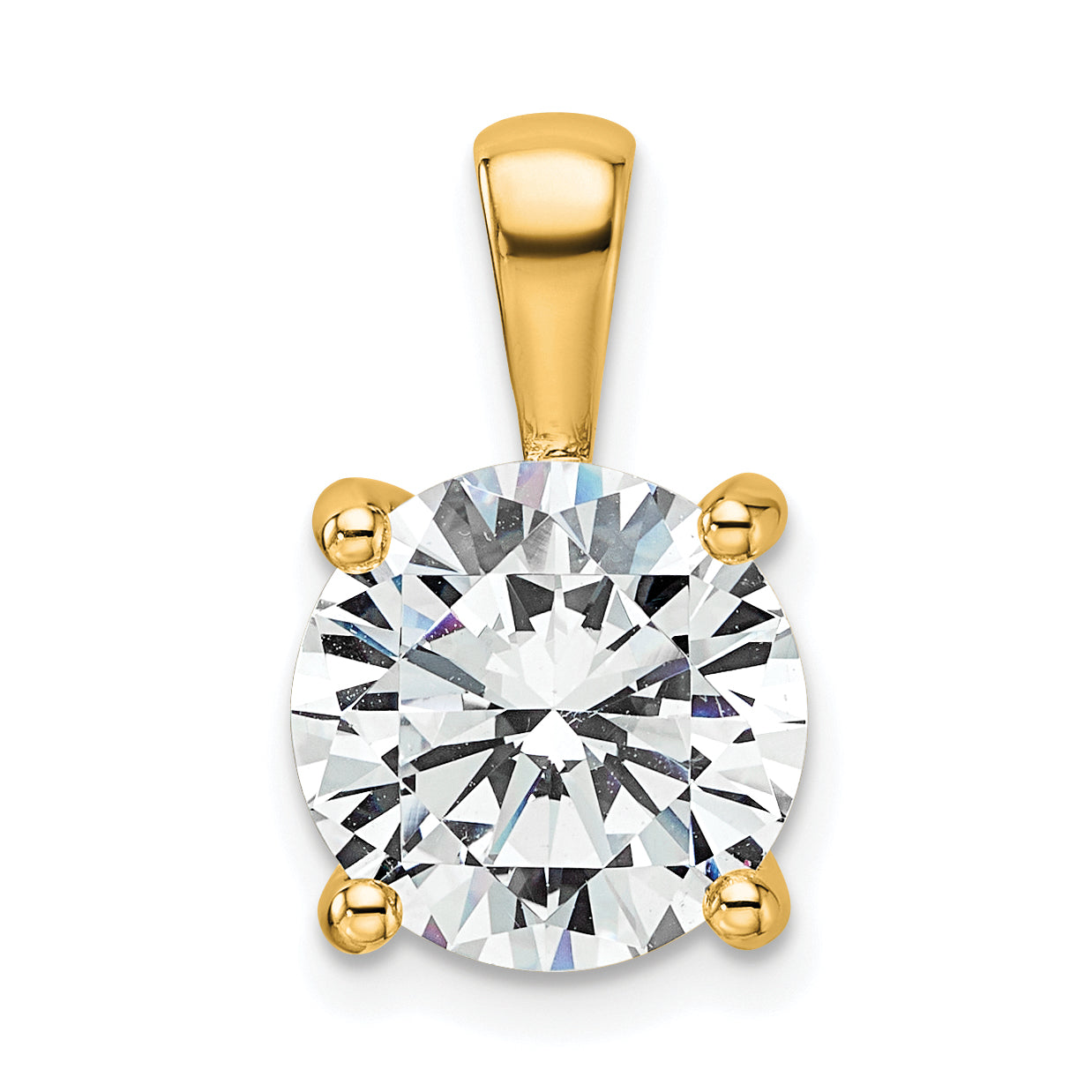 14k 4 carat Certified Lab Grown Diamond VS+ F+ Round Complete Four Prong Pendant