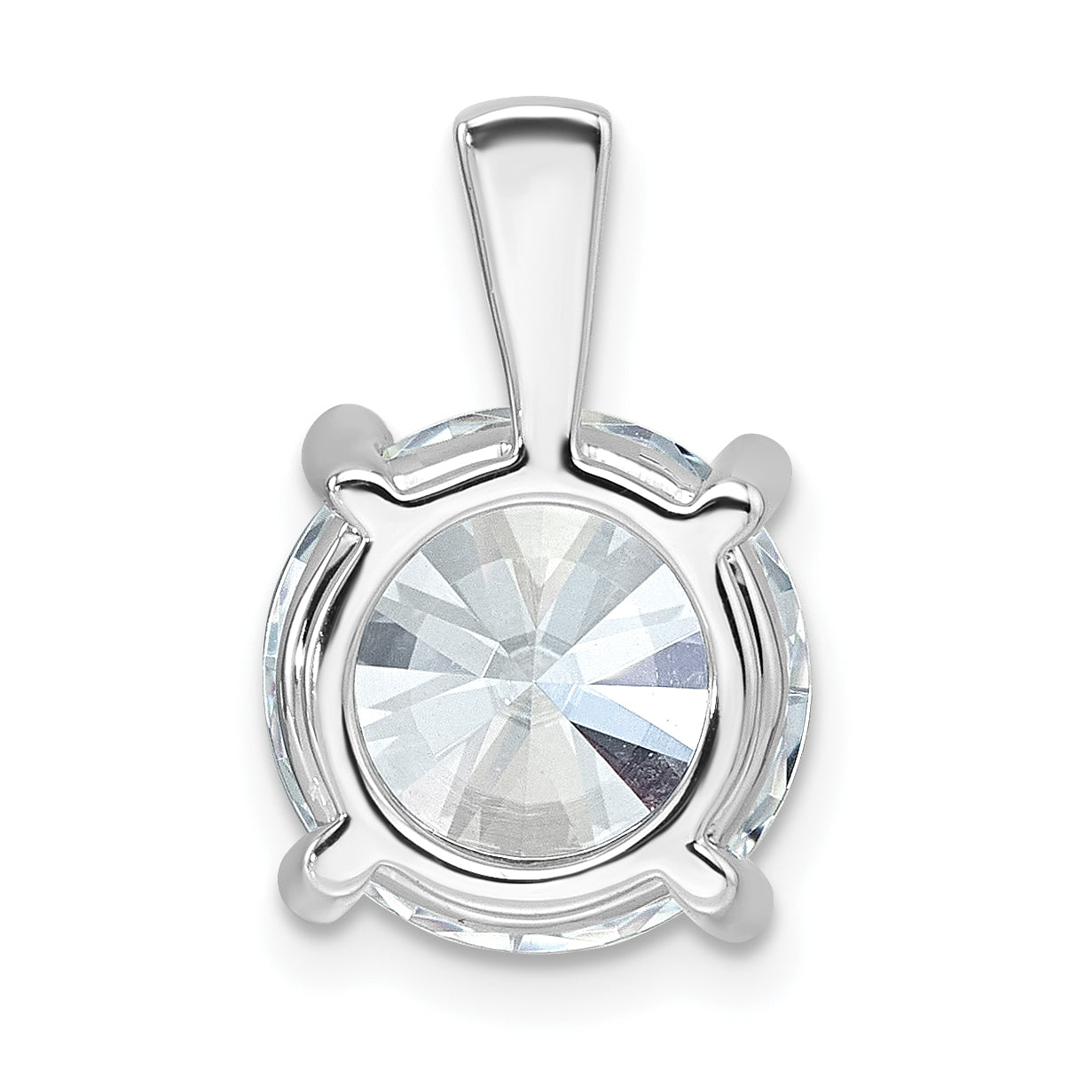 14k White Gold 5 carat Lab Grown Diamond VS+ F+ Round Complete Four Prong Pendant