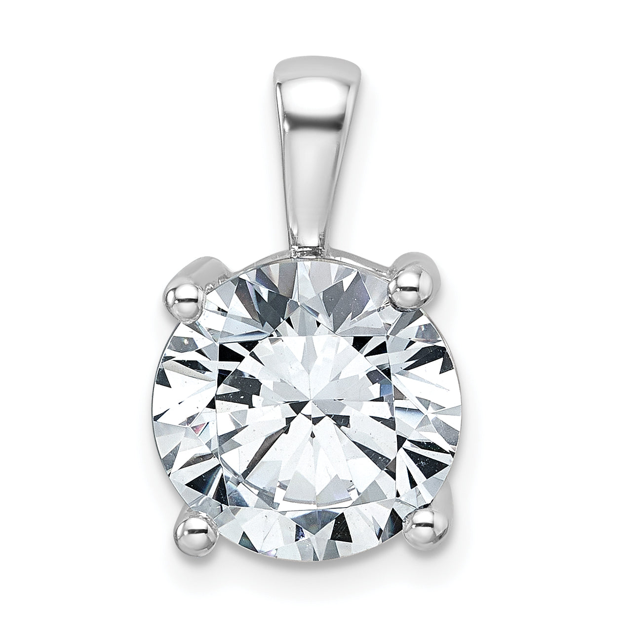 14k White Gold 5 carat Lab Grown Diamond VS/SI+ G+ Round Complete Four Prong Pendant