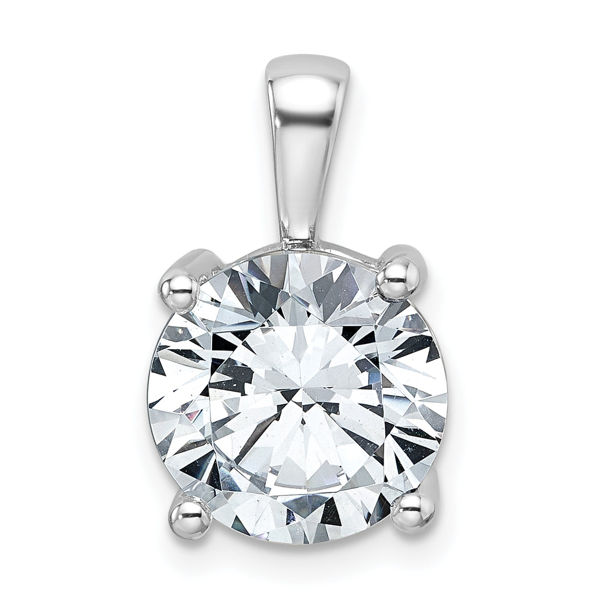 14k White Gold 5 carat Lab Grown Diamond VS+ F+ Round Complete Four Prong Pendant