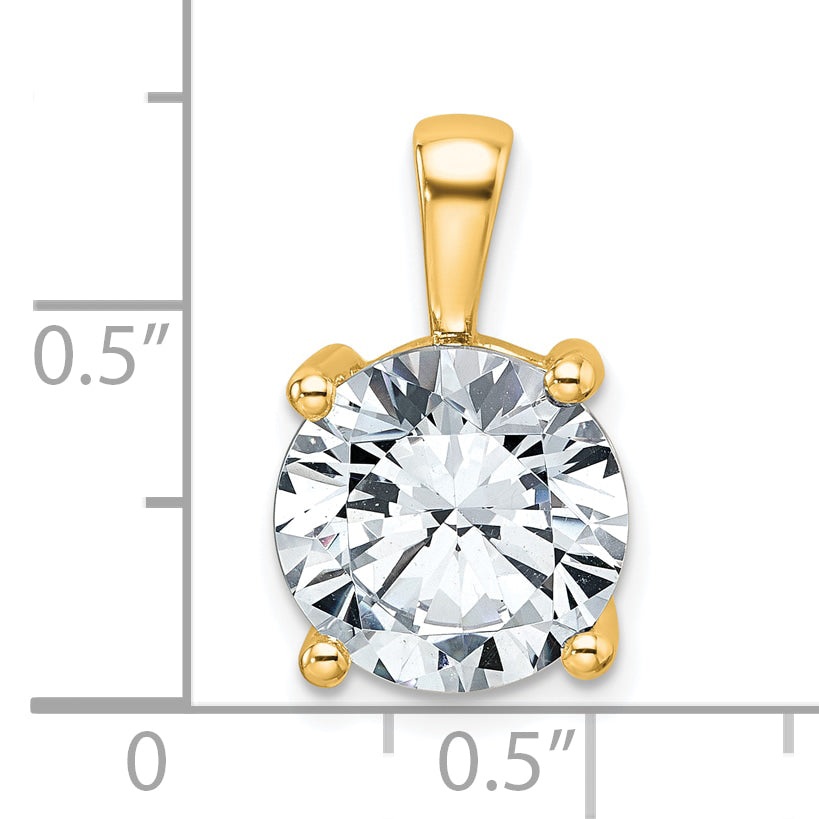 14k 5 carat Lab Grown Diamond VS/SI+ G+ Round Complete Four Prong Pendant