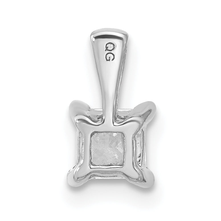 14k White Gold 1/2 carat Certified Lab Grown Diamond VS/SI+ G+ Princess Complete Four Prong Pendant