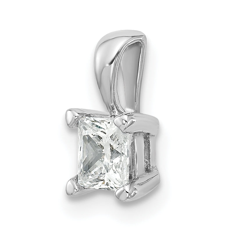 14k White Gold 1/2 carat Certified Lab Grown Diamond VS/SI+ G+ Princess Complete Four Prong Pendant
