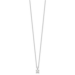 14k White Gold 1/2 carat Certified Lab Grown Diamond VS+ F+ Princess Complete 18 inch Four Prong Pendant Necklace