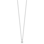 14k White Gold 1/2 carat Lab Grown Diamond VS/SI+ G+ Princess Complete 18 inch Four Prong Pendant Necklace