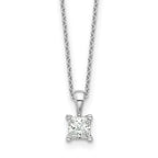 14k White Gold 1/2 carat Certified Lab Grown Diamond VS+ F+ Princess Complete 18 inch Four Prong Pendant Necklace