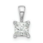 14k White Gold 1/2 carat Lab Grown Diamond VS+ F+ Princess Complete Four Prong Pendant