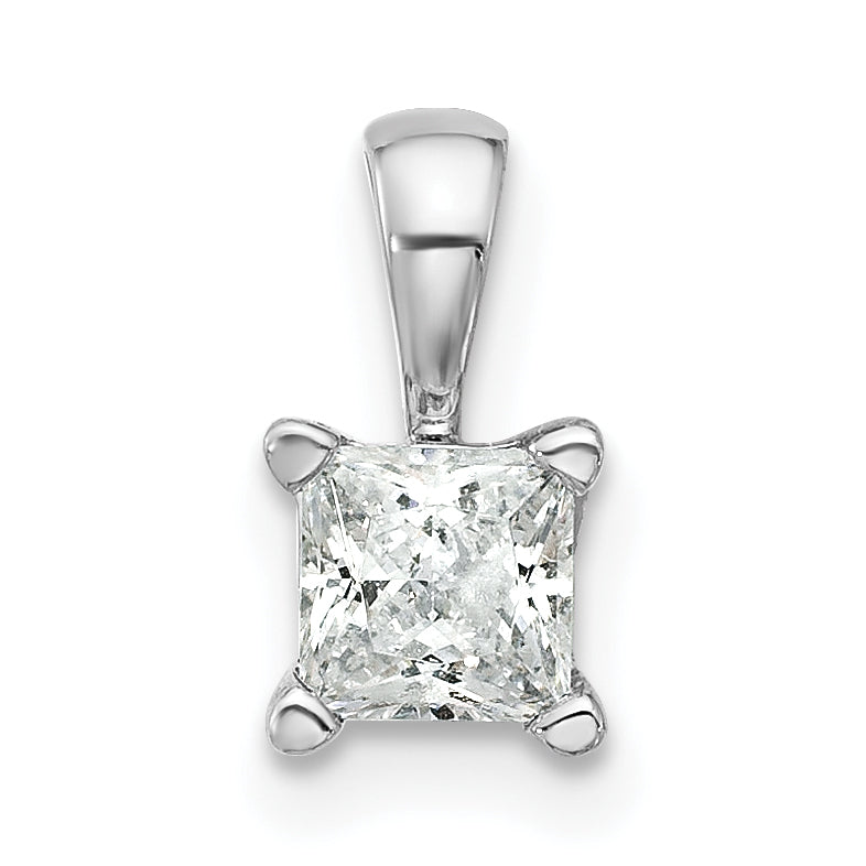 14k White Gold 1/2 carat Lab Grown Diamond VS/SI+ G+ Princess Complete Four Prong Pendant