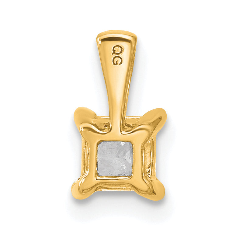 14k 1/2 carat Certified Lab Grown Diamond VS/SI+ G+ Princess Complete Four Prong Pendant