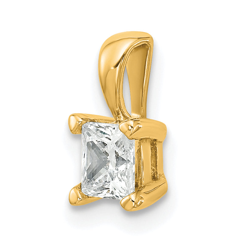 14k 1/2 carat Certified Lab Grown Diamond VS/SI+ G+ Princess Complete Four Prong Pendant