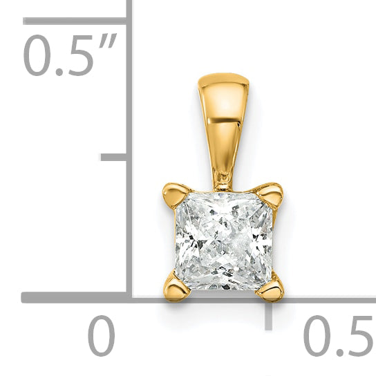 14k 1/2 carat Certified Lab Grown Diamond VS/SI+ G+ Princess Complete Four Prong Pendant