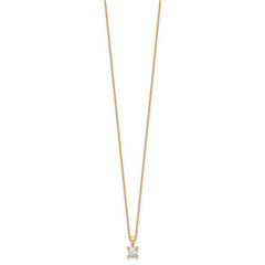 14k 1/2 carat Lab Grown Diamond VS+ F+ Princess Complete 18 inch Four Prong Pendant Necklace