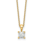 14k 1/2 carat Certified Lab Grown Diamond VS+ F+ Princess Complete 18 inch Four Prong Pendant Necklace