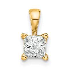 14k 1/2 carat Certified Lab Grown Diamond VS+ F+ Princess Complete Four Prong Pendant