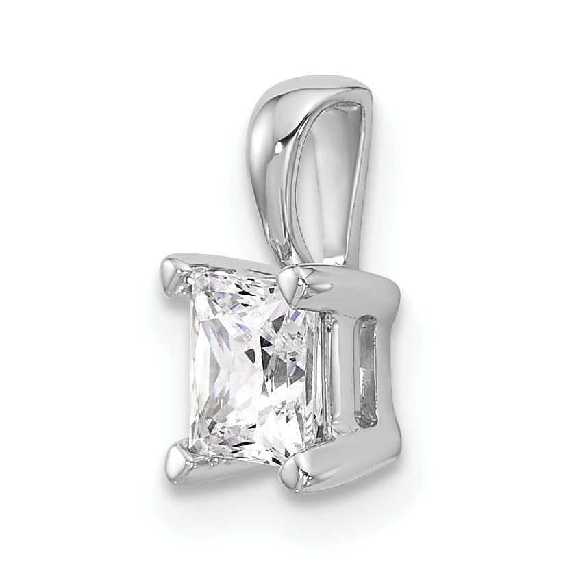 14k White Gold 3/4 carat Certified Lab Grown Diamond VS/SI+ G+ Princess Complete Four Prong Pendant