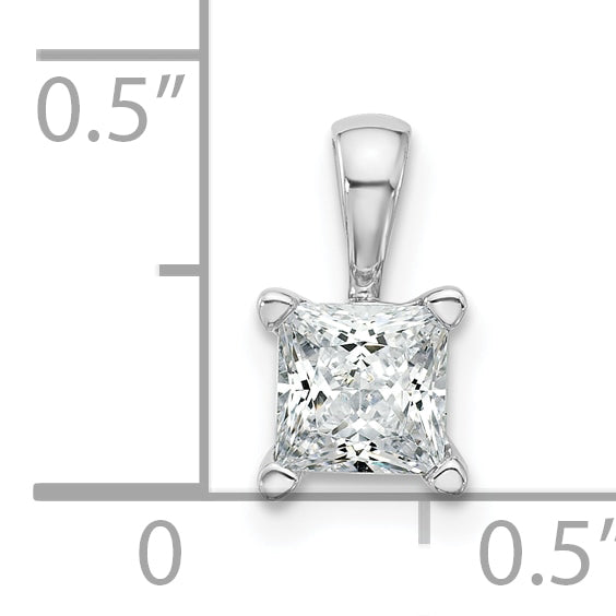 14k White Gold 3/4 carat Lab Grown Diamond VS/SI+ G+ Princess Complete Four Prong Pendant