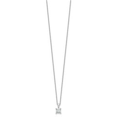 14k White Gold 3/4 carat Certified Lab Grown Diamond VS/SI+ G+ Princess Complete 18 inch Four Prong Pendant Necklace