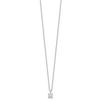 14k White Gold 3/4 carat Certified Lab Grown Diamond VS+ F+ Princess Complete 18 inch Four Prong Pendant Necklace