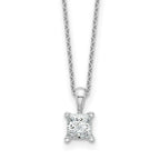 14k White Gold 3/4 carat Certified Lab Grown Diamond VS/SI+ G+ Princess Complete 18 inch Four Prong Pendant Necklace