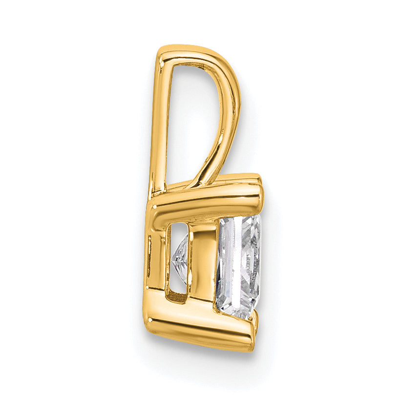 14k 3/4 carat Certified Lab Grown Diamond VS/SI+ G+ Princess Complete Four Prong Pendant