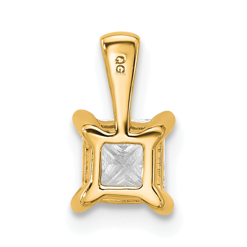 14k 3/4 carat Certified Lab Grown Diamond VS/SI+ G+ Princess Complete Four Prong Pendant