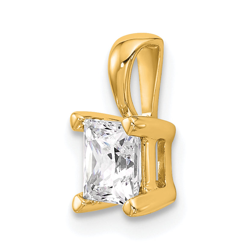 14k 3/4 carat Lab Grown Diamond VS+ F+ Princess Complete Four Prong Pendant