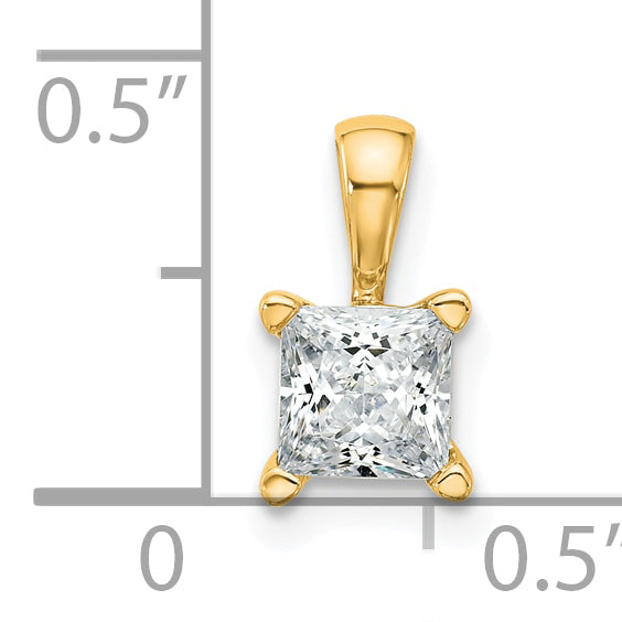14k 3/4 carat Lab Grown Diamond VS/SI+ G+ Princess Complete Four Prong Pendant