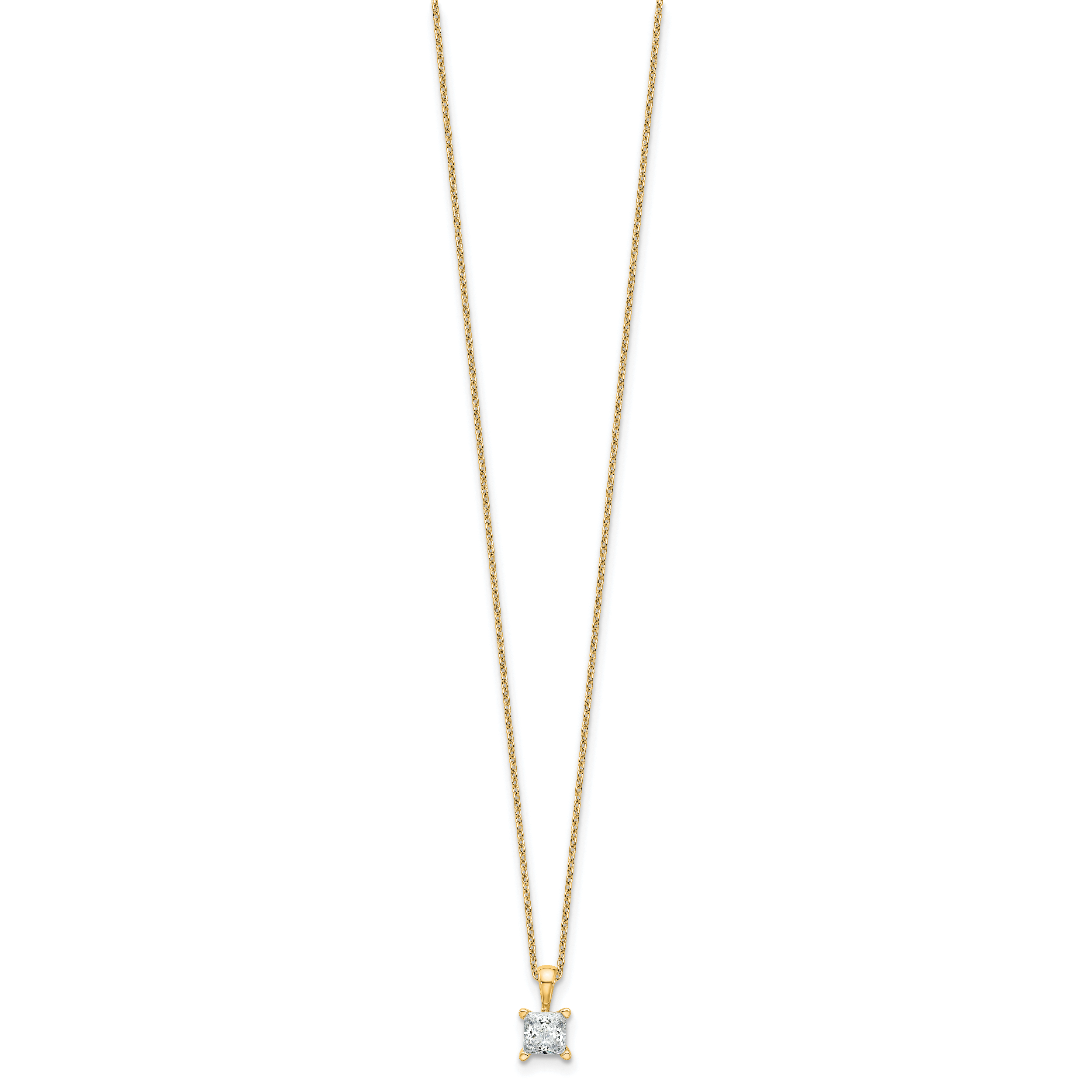 14k 3/4 carat Lab Grown Diamond VS+ F+ Princess Complete 18 inch Four Prong Pendant Necklace Secondary image