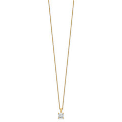 14k 3/4 carat Lab Grown Diamond VS+ F+ Princess Complete 18 inch Four Prong Pendant Necklace