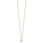 14k 3/4 carat Lab Grown Diamond VS/SI+ G+ Princess Complete 18 inch Four Prong Pendant Necklace
