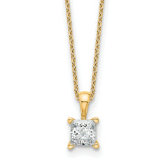 14k 3/4 carat Lab Grown Diamond VS+ F+ Princess Complete 18 inch Four Prong Pendant Necklace