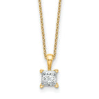 14k 3/4 carat Certified Lab Grown Diamond VS/SI+ G+ Princess Complete 18 inch Four Prong Pendant Necklace