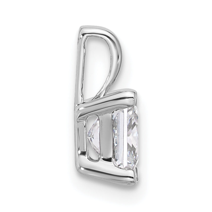 14k White Gold 1 carat Certified Lab Grown Diamond VS/SI+ G+ Princess Complete Four Prong Pendant