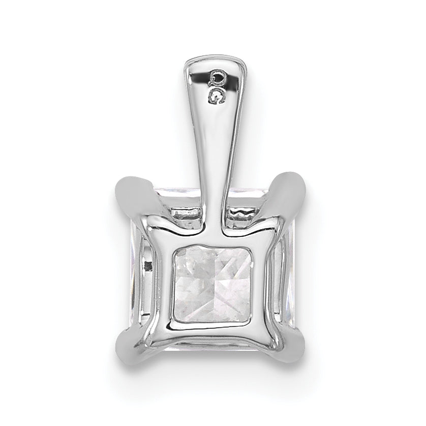 14k White Gold 1 carat Certified Lab Grown Diamond VS/SI+ G+ Princess Complete Four Prong Pendant